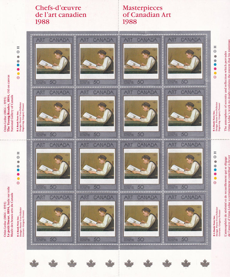 CANADA 1988 Full Pane of 16 50c Masterpieces Of Canadian Art SG 1289 #1203 MNH