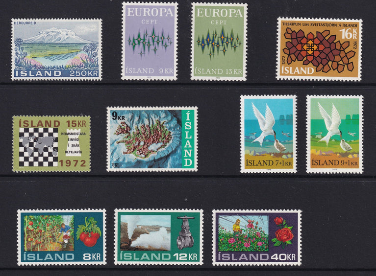 ICELAND 1972 COMMEMORATIVE YEAR SET MNH CAT £13